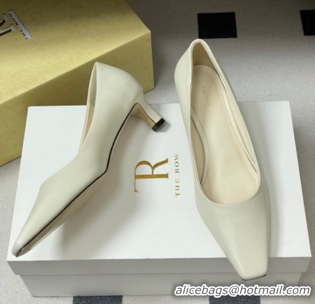 Stylish The Row Carla Leather Pumps 4cm in Calf Leather TR120812 White 2026