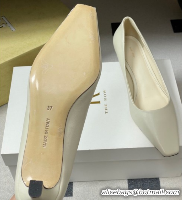 Stylish The Row Carla Leather Pumps 4cm in Calf Leather TR120812 White 2026