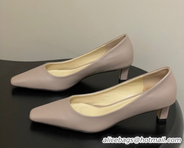 Sophisticated The Row Carla Leather Pumps 4cm in Calf Leather TR120812 Powder 2026