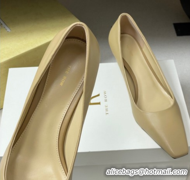 Classic Hot The Row Carla Leather Pumps 4cm in Calf Leather TR120812 Beige Yellow 2026