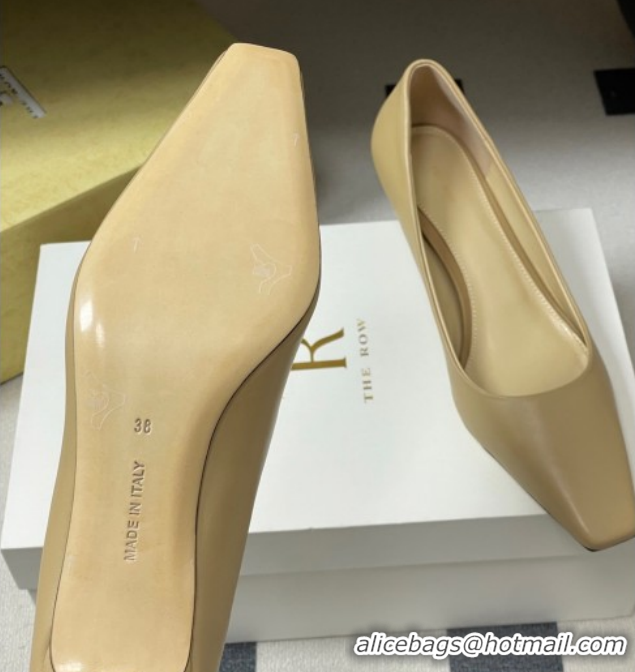 Classic Hot The Row Carla Leather Pumps 4cm in Calf Leather TR120812 Beige Yellow 2026