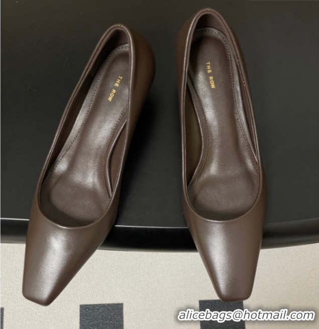 Sumptuous The Row Carla Leather Pumps 4cm in Calf Leather TR120812 Dark Brown 2026