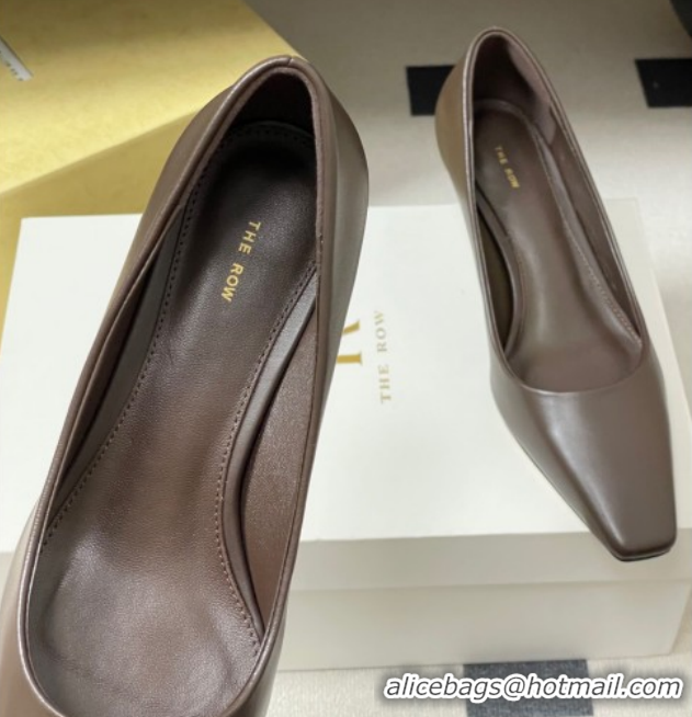 Sumptuous The Row Carla Leather Pumps 4cm in Calf Leather TR120812 Dark Brown 2026