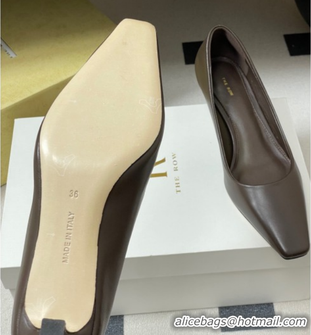 Sumptuous The Row Carla Leather Pumps 4cm in Calf Leather TR120812 Dark Brown 2026