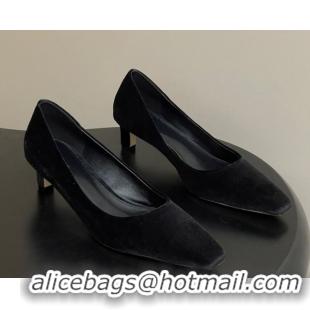 Most Popular The Row Carla Leather Pumps 4cm in Velvet TR120812 Black 2026