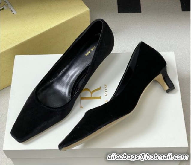Most Popular The Row Carla Leather Pumps 4cm in Velvet TR120812 Black 2026