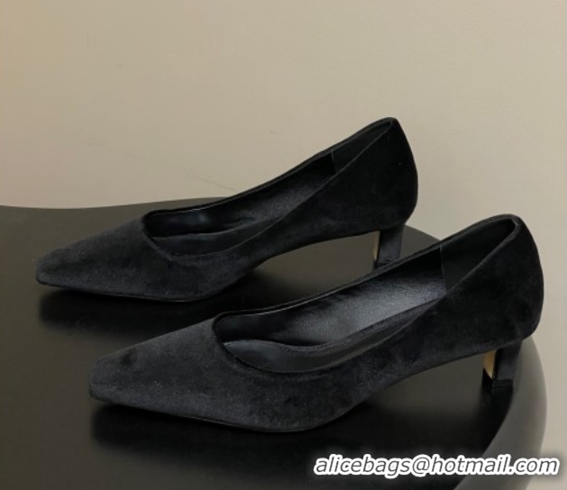 Most Popular The Row Carla Leather Pumps 4cm in Velvet TR120812 Black 2026