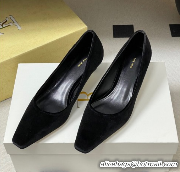 Most Popular The Row Carla Leather Pumps 4cm in Velvet TR120812 Black 2026