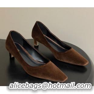 Best Grade The Row Carla Leather Pumps 4cm in Velvet TR120812 Brown 2026