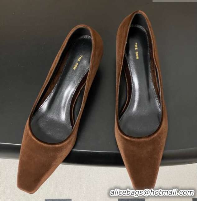 Best Grade The Row Carla Leather Pumps 4cm in Velvet TR120812 Brown 2026