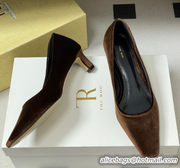 Best Grade The Row Carla Leather Pumps 4cm in Velvet TR120812 Brown 2026