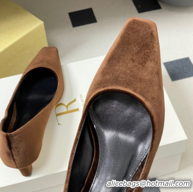 Best Grade The Row Carla Leather Pumps 4cm in Velvet TR120812 Brown 2026