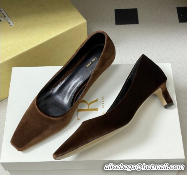 Best Grade The Row Carla Leather Pumps 4cm in Velvet TR120812 Brown 2026