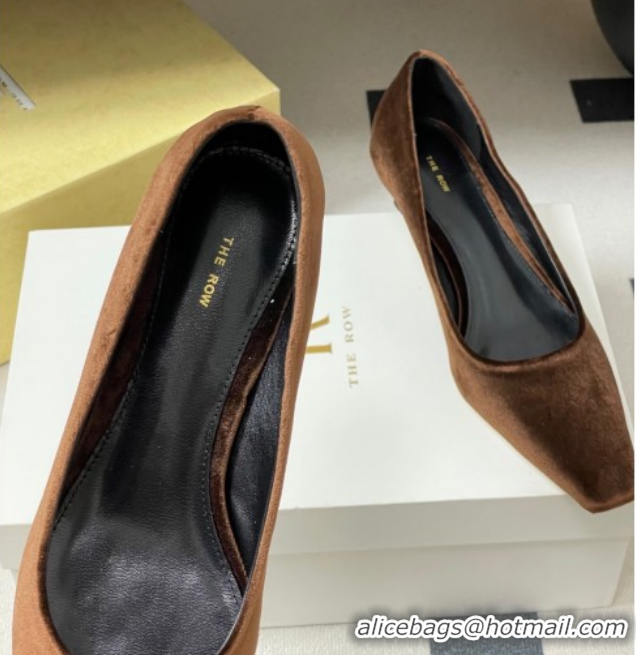 Best Grade The Row Carla Leather Pumps 4cm in Velvet TR120812 Brown 2026