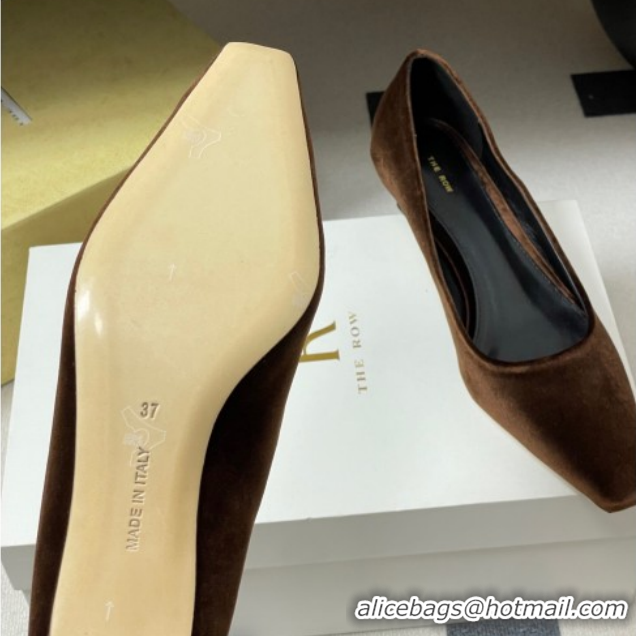 Best Grade The Row Carla Leather Pumps 4cm in Velvet TR120812 Brown 2026