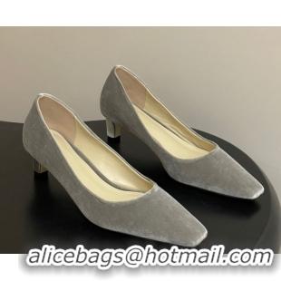 Grade Quality The Row Carla Leather Pumps 4cm in Velvet TR120812 Grey 2026