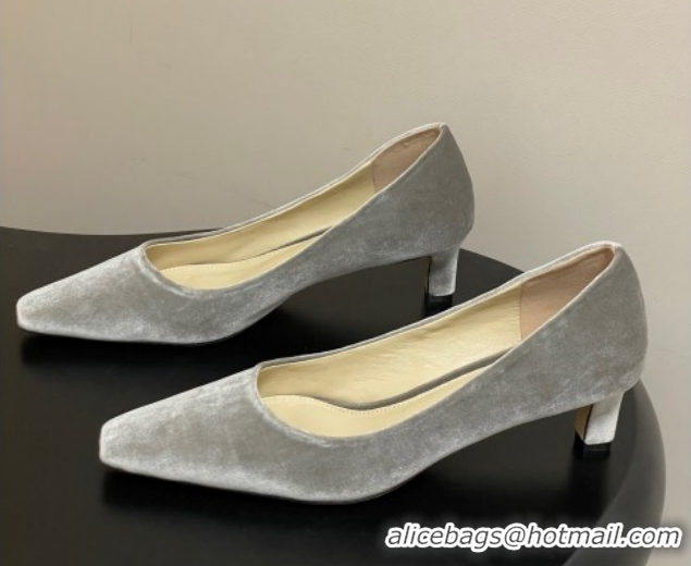 Grade Quality The Row Carla Leather Pumps 4cm in Velvet TR120812 Grey 2026
