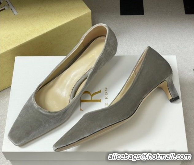 Grade Quality The Row Carla Leather Pumps 4cm in Velvet TR120812 Grey 2026