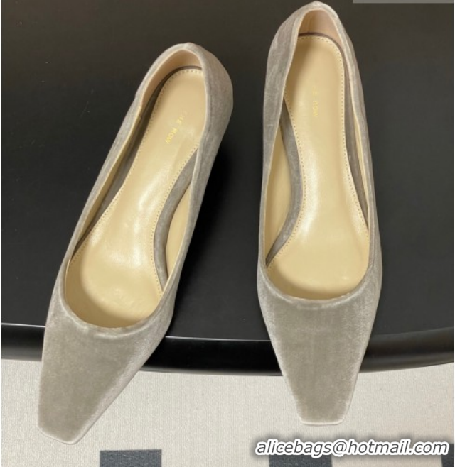 Grade Quality The Row Carla Leather Pumps 4cm in Velvet TR120812 Grey 2026