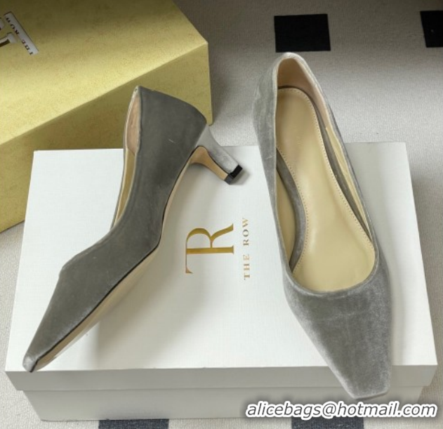 Grade Quality The Row Carla Leather Pumps 4cm in Velvet TR120812 Grey 2026