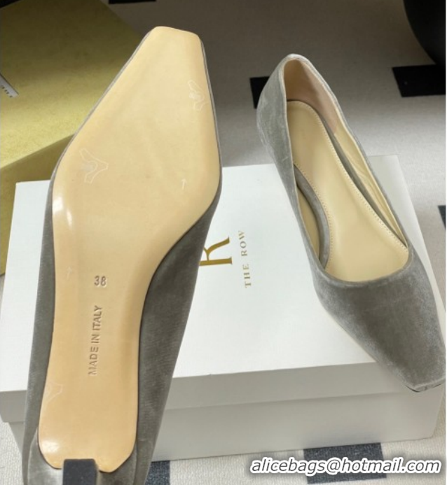 Grade Quality The Row Carla Leather Pumps 4cm in Velvet TR120812 Grey 2026
