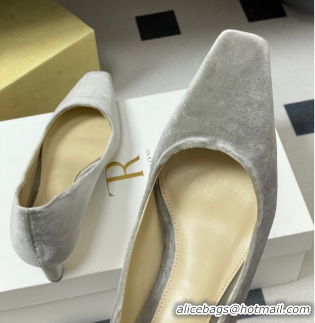 Grade Quality The Row Carla Leather Pumps 4cm in Velvet TR120812 Grey 2026