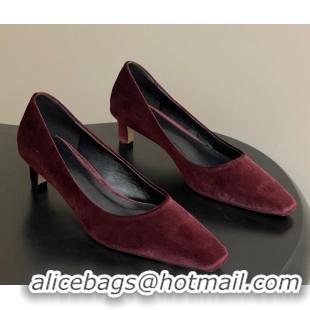 Duplicate The Row Carla Leather Pumps 4cm in Velvet TR120812 Red 2026