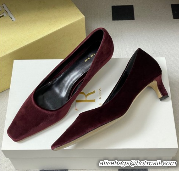 Duplicate The Row Carla Leather Pumps 4cm in Velvet TR120812 Red 2026