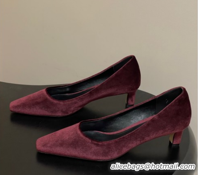 Duplicate The Row Carla Leather Pumps 4cm in Velvet TR120812 Red 2026