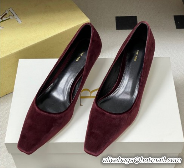 Duplicate The Row Carla Leather Pumps 4cm in Velvet TR120812 Red 2026