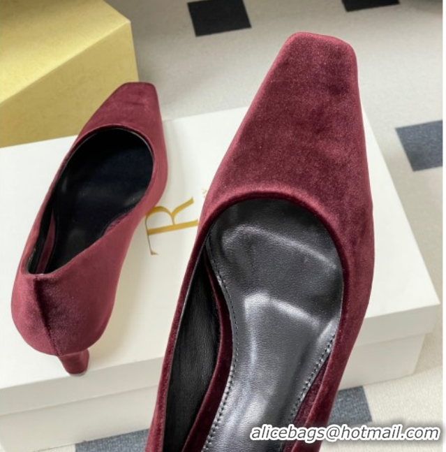 Duplicate The Row Carla Leather Pumps 4cm in Velvet TR120812 Red 2026