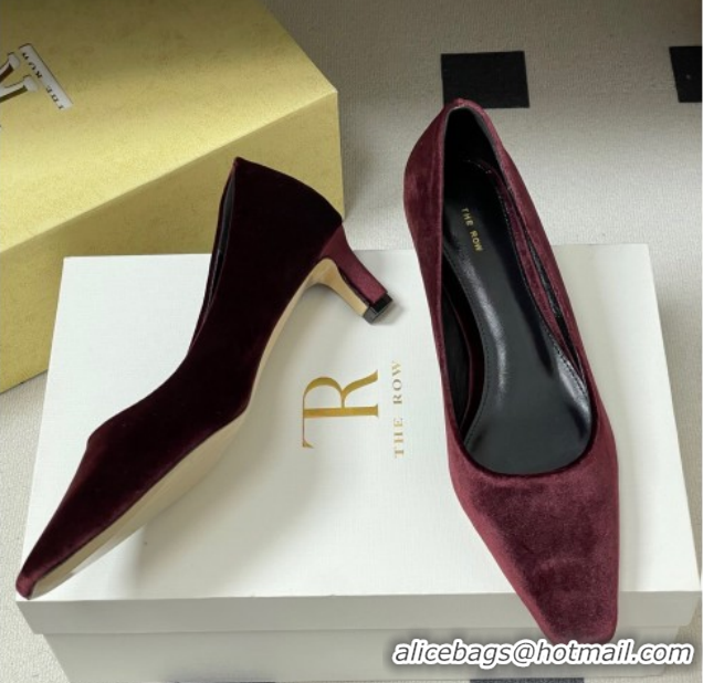Duplicate The Row Carla Leather Pumps 4cm in Velvet TR120812 Red 2026