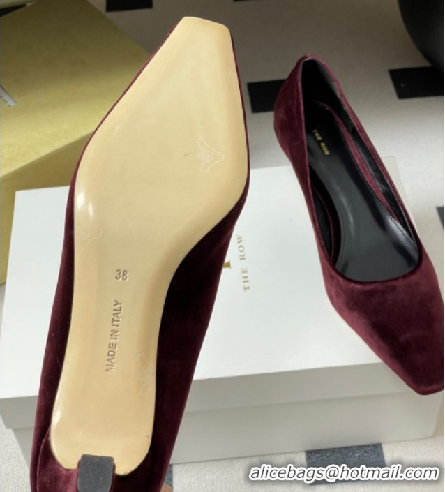 Duplicate The Row Carla Leather Pumps 4cm in Velvet TR120812 Red 2026