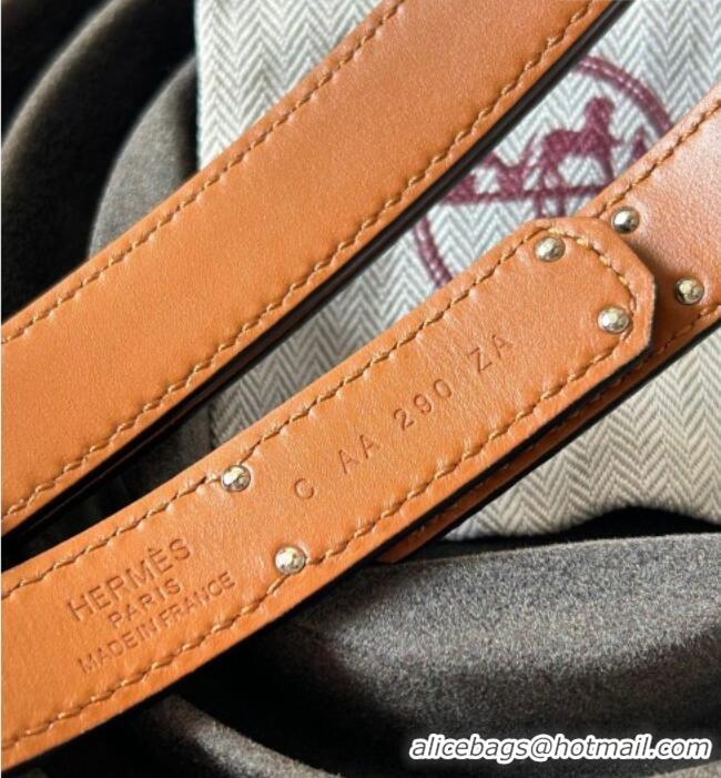 Good Taste Hermes Epsom Leather Belt 1.8cm H2412 Black/Silver