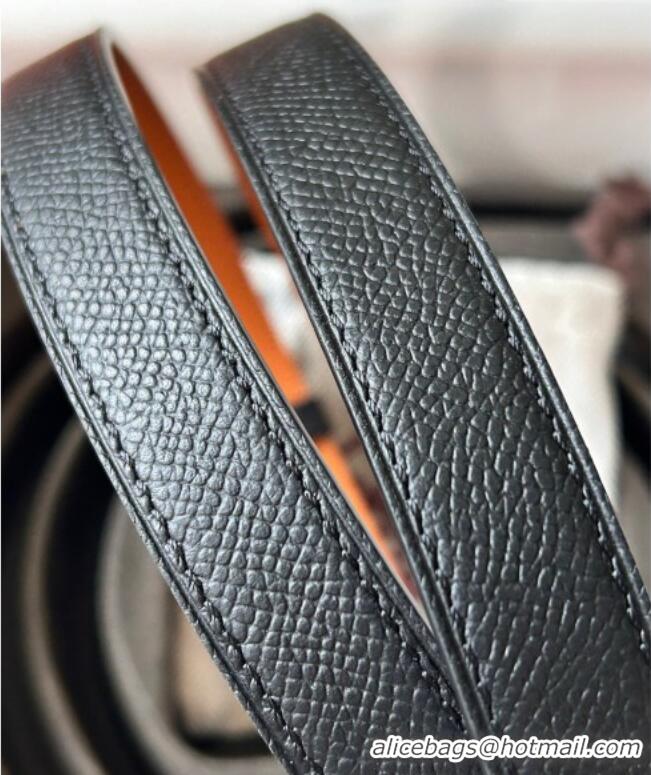 Good Taste Hermes Epsom Leather Belt 1.8cm H2412 Black/Silver