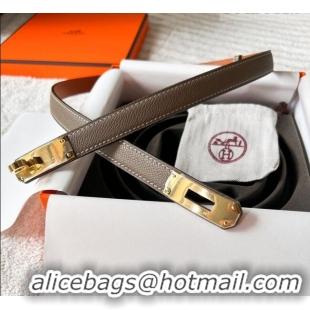 Buy Fashionable Hermes Epsom Leather Belt 1.8cm H2412 Grey/Gold