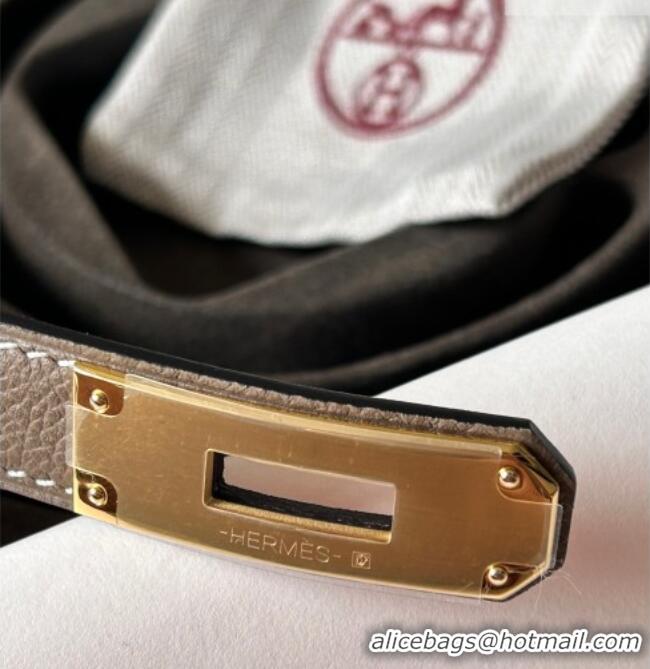 Buy Fashionable Hermes Epsom Leather Belt 1.8cm H2412 Grey/Gold