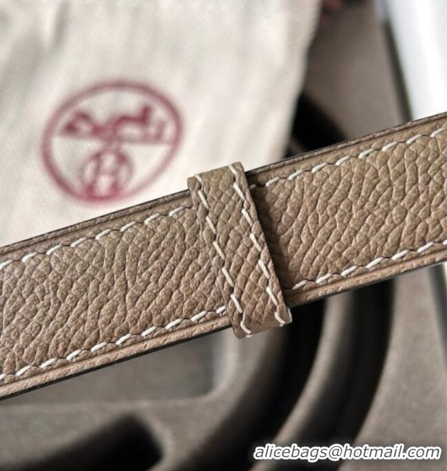 Buy Fashionable Hermes Epsom Leather Belt 1.8cm H2412 Grey/Gold