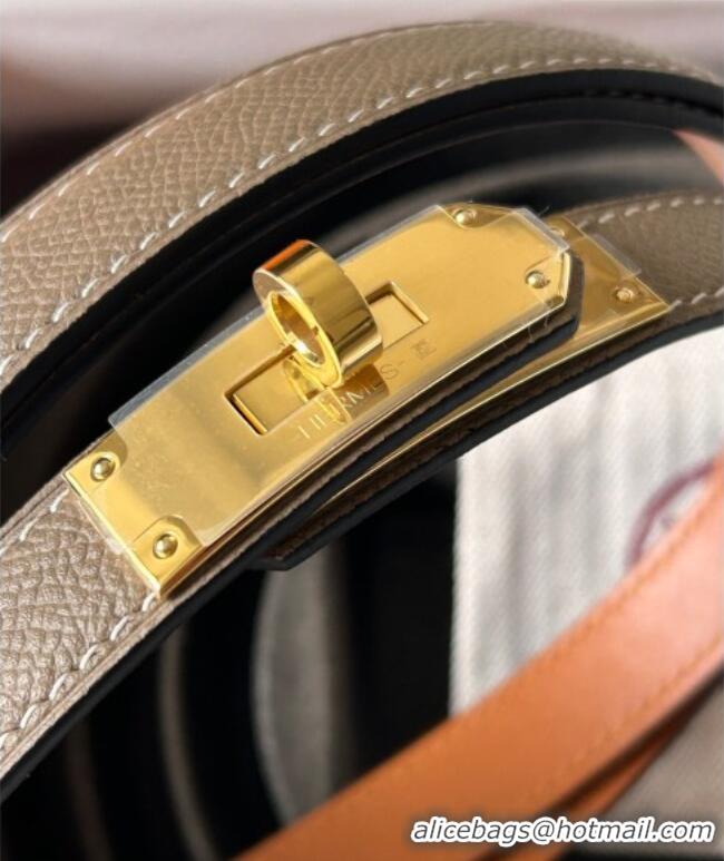 Buy Fashionable Hermes Epsom Leather Belt 1.8cm H2412 Grey/Gold