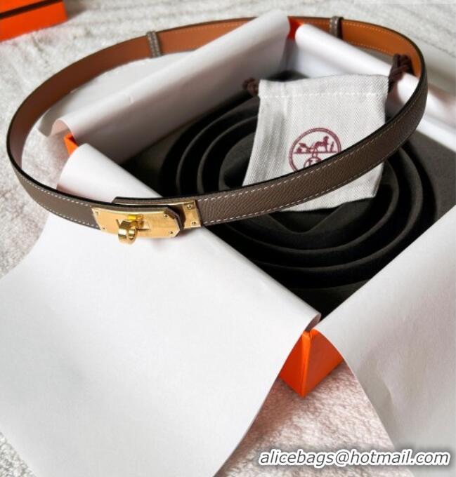 Buy Fashionable Hermes Epsom Leather Belt 1.8cm H2412 Grey/Gold