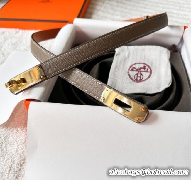 Buy Fashionable Hermes Epsom Leather Belt 1.8cm H2412 Grey/Gold