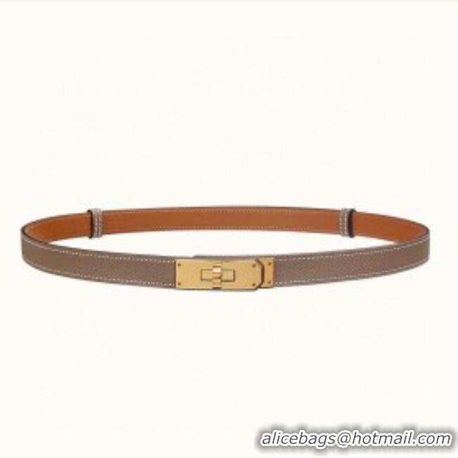 Buy Fashionable Hermes Epsom Leather Belt 1.8cm H2412 Grey/Gold