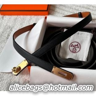 Luxury Discount Hermes Epsom Leather Belt 1.8cm H2412 Black/Gold