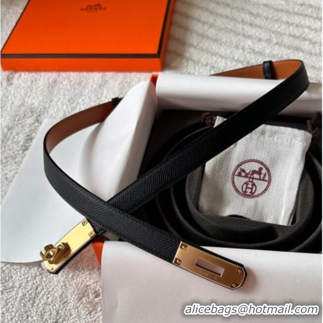 Luxury Discount Hermes Epsom Leather Belt 1.8cm H2412 Black/Gold