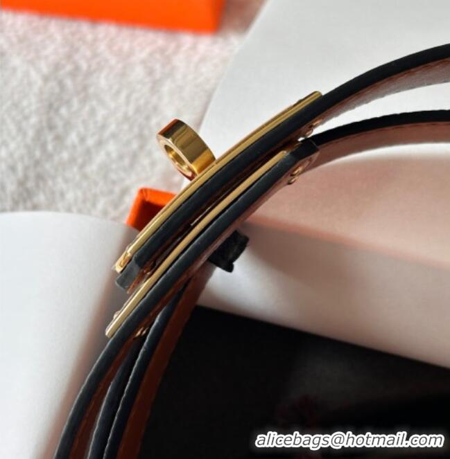 Luxury Discount Hermes Epsom Leather Belt 1.8cm H2412 Black/Gold