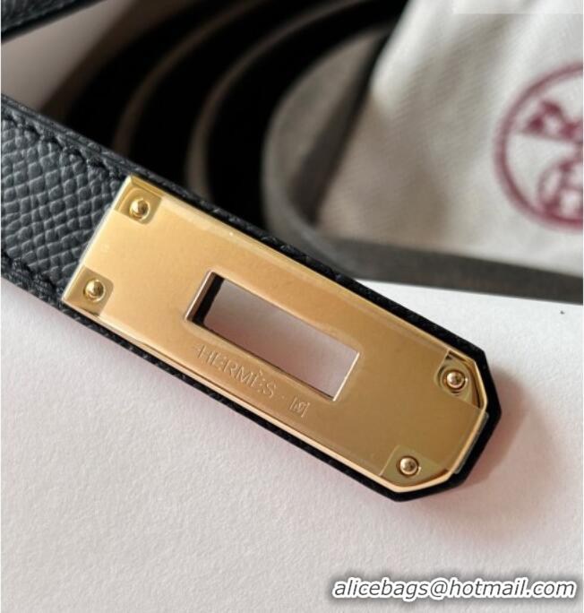 Luxury Discount Hermes Epsom Leather Belt 1.8cm H2412 Black/Gold
