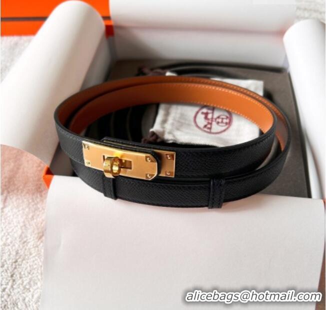 Luxury Discount Hermes Epsom Leather Belt 1.8cm H2412 Black/Gold