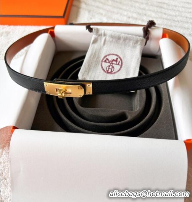 Luxury Discount Hermes Epsom Leather Belt 1.8cm H2412 Black/Gold
