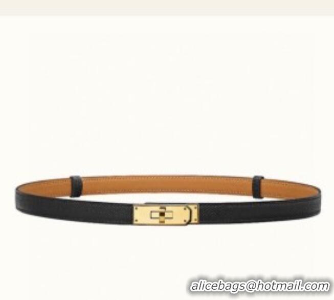 Luxury Discount Hermes Epsom Leather Belt 1.8cm H2412 Black/Gold