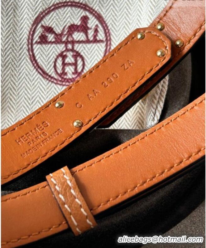 Luxury Cheap Hermes Epsom Leather Belt 1.8cm H2412 Brown/Gold